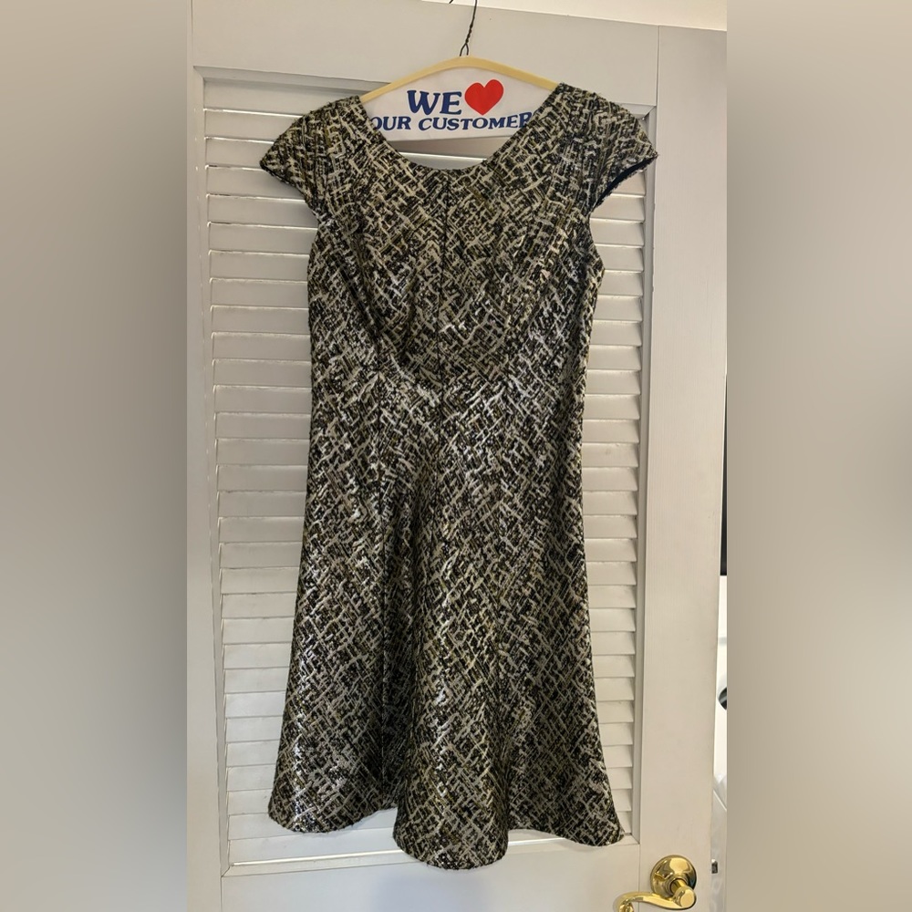 Shoshanna Black and Gold Twead Dress Size 2